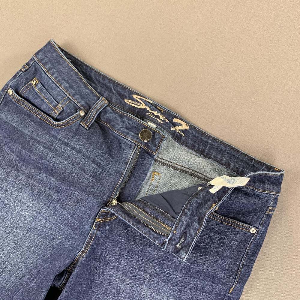 Seven7 Shorts Women 12 (36) Dark Wash Blue Weekend Short Denim Jean Stretch Jort - Picture 4 of 15